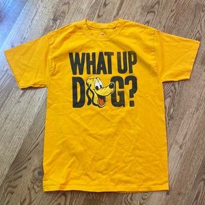 Disney Pluto what up dog graphic tee yellow